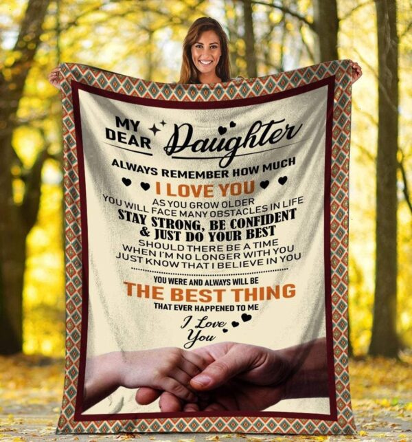 My Dear Daughter Dad And Daughter Holding Hand Fleece Blanket Sherpa Blanket