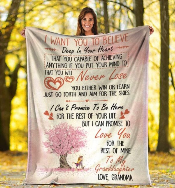 I Want You To Believe Deep In Your Heart Granddaughter And Grandma Fleece Blanket Sherpa Blanket