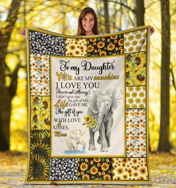 Elephant Sunflower You Are Sunshine Soft Cozy Plush Gift For Mom Fleece Blanket Sherpa Blanket