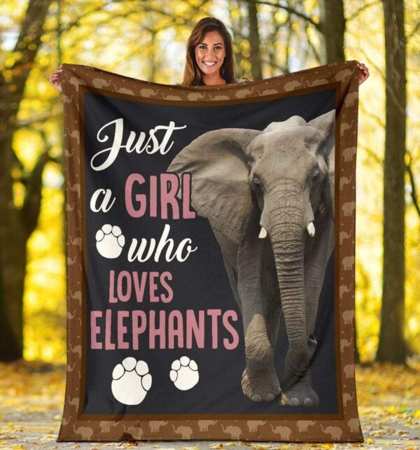 Elephant 3D Just A Girl Who Loved Cozy Plush Gift For Mom Fleece Blanket Sherpa Blanket