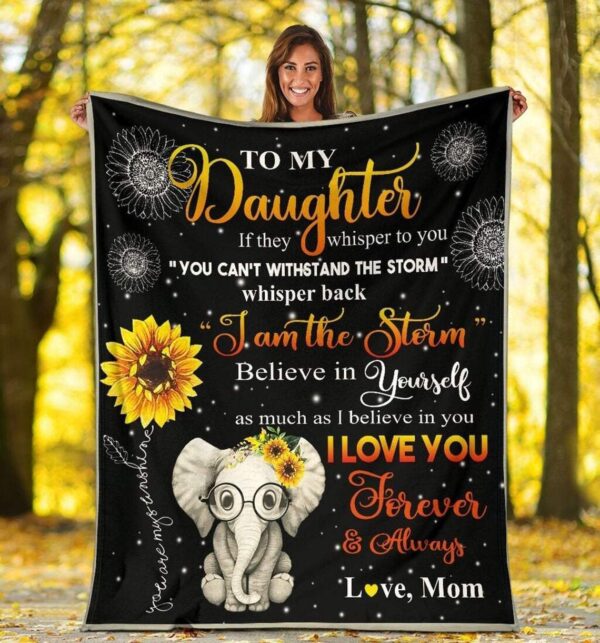 Elephant Sunflower To My Daughter Soft Cozy Plush Gift For Mom Fleece Blanket Sherpa Blanket