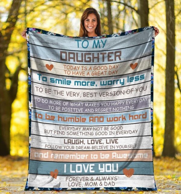 To My Daughter Today Is A Good Day Flower Fleece Blanket Sherpa Blanket