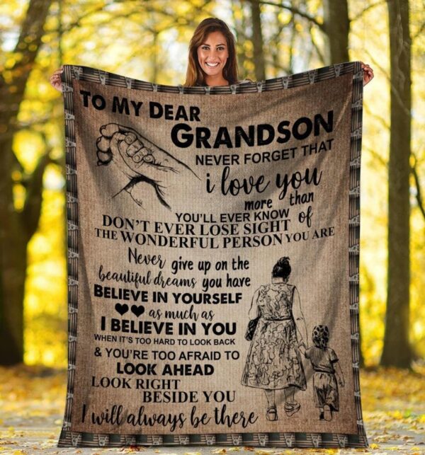 To My Dear Grandson Never Forget That I Love You Fleece Blanket Sherpa Blanket