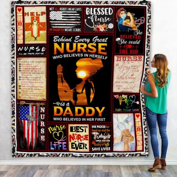 Nurse Dad To Daughter Fleece Blanket Sherpa Blanket
