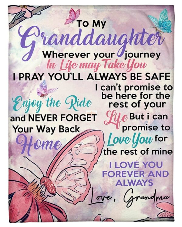 Gift For Granddaughter To My Granddaughter - Butterfly - Forever And Always Fleece Blanket Sherpa Blanket