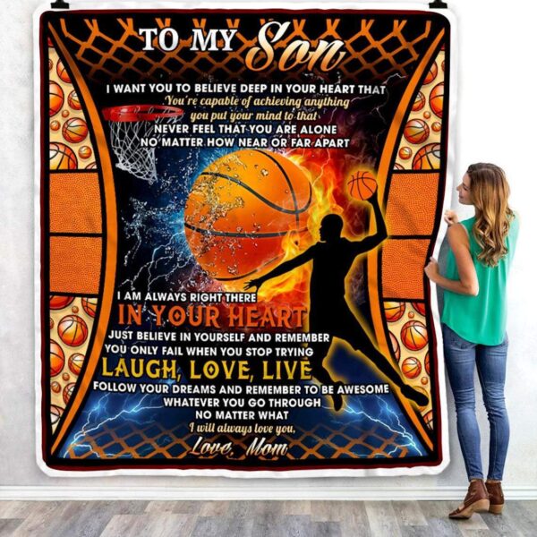 To My Son Basket Ball Fleece Blanket Sherpa Blanket