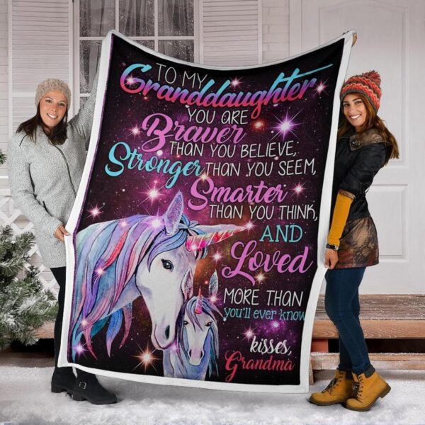 To My Granddaughter Blanket With Unicorn Fleece Blanket Sherpa Blanket