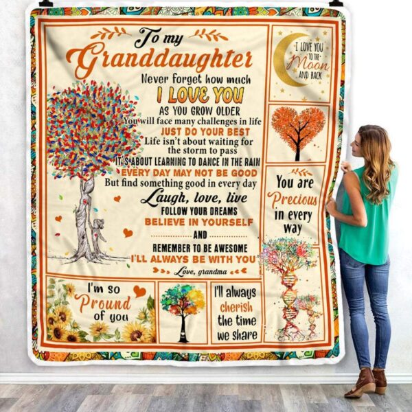 To My Granddaughter From Grandma Fleece Blanket Sherpa Blanket