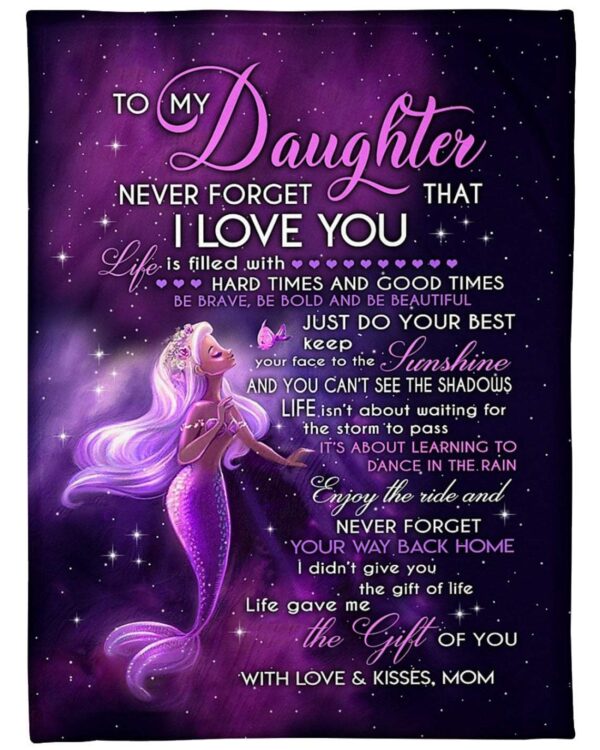 To My Daughter Love From Mom Mermaid Fleece Blanket Sherpa Blanket