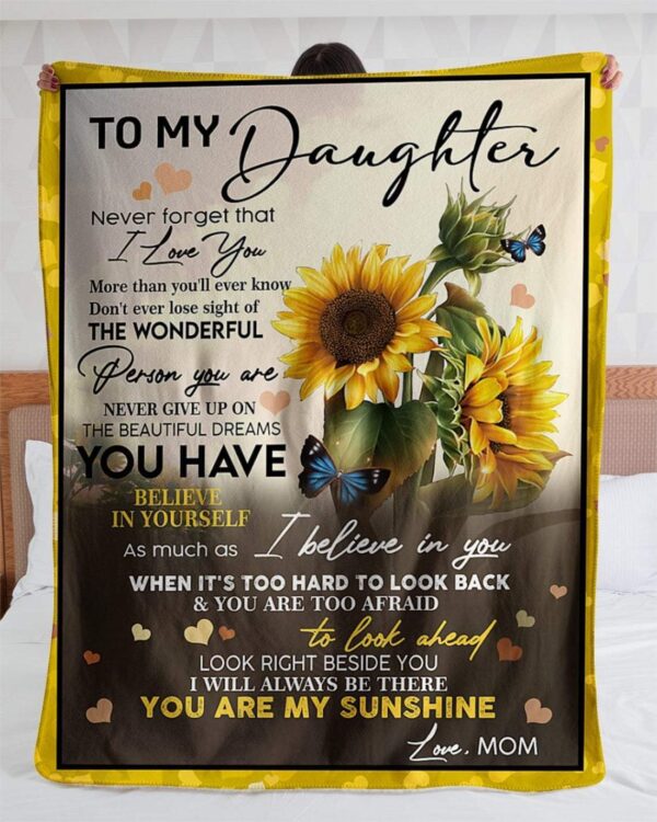 To My Daughter Love From Mom Sunflower Sunshine Fleece Blanket Sherpa Blanket