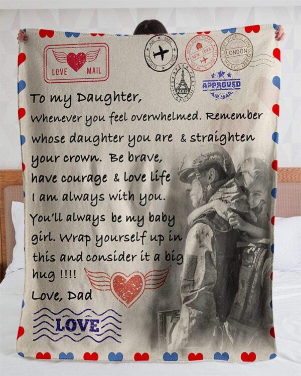 To Daughter From Veteran Dad Fleece Blanket Sherpa Blanket