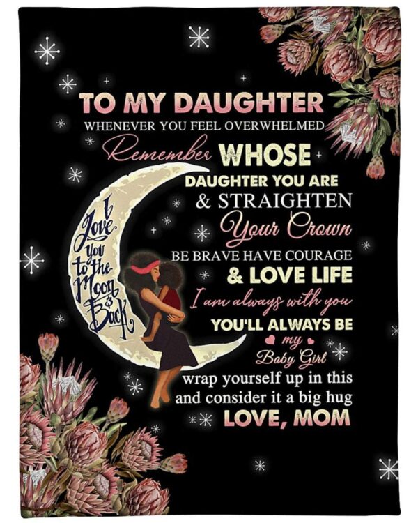 To My Daughter Love You To The Moon And Back From Mom Fleece Blanket Sherpa Blanket