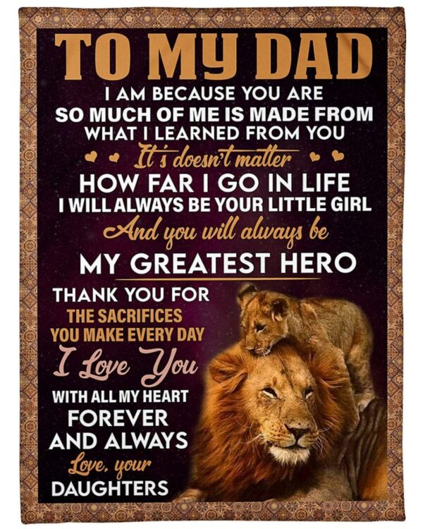 To My Dad My Hero From Daughter Fleece Blanket Sherpa Blanket