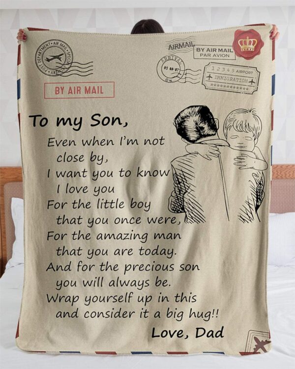 To Son Big Hug From Dad Fleece Blanket Sherpa Blanket