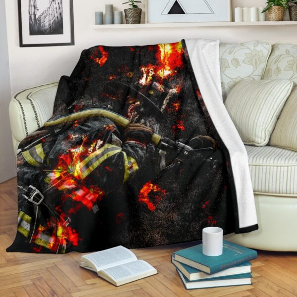 Firefighter In Flames Fleece Blanket Sherpa Blanket