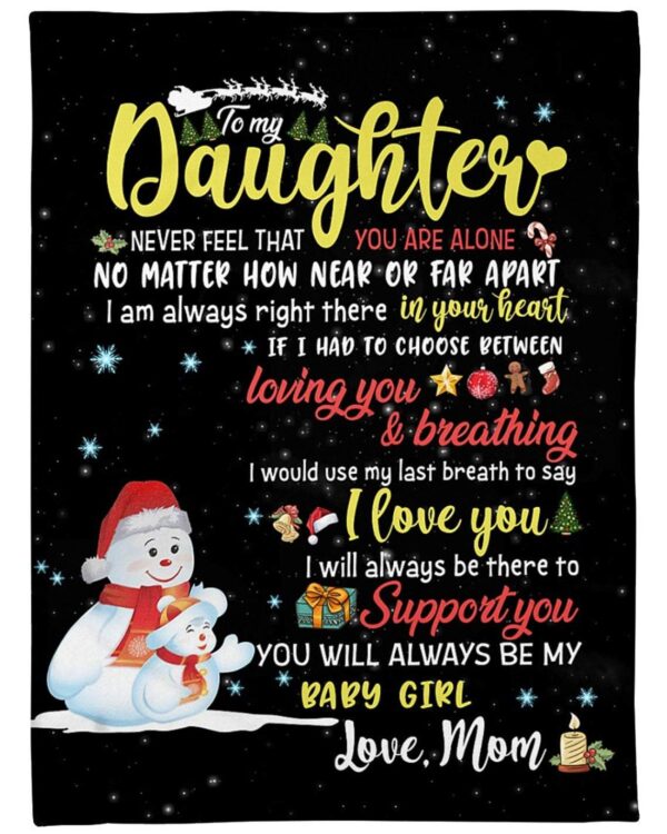 To My Daughter Love From Mom Snowman Fleece Blanket Sherpa Blanket