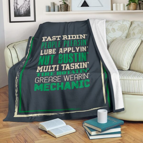 Fast Ridin' Mechanic Fleece Blanket Sherpa Blanket