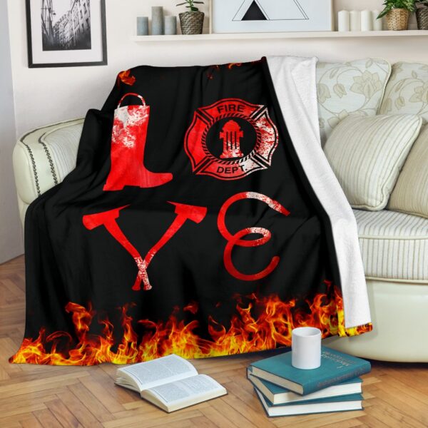 Firefighter Love Fleece Blanket Sherpa Blanket