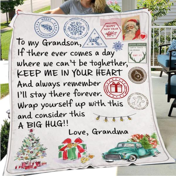 Christmas To My Grandson If There Ever Comes A Day Love Grandma Fleece Blanket Sherpa Blanket