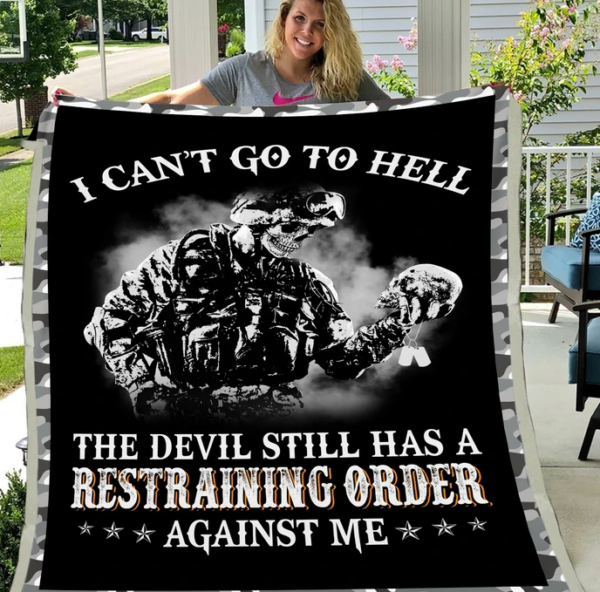 I Can'T Go To Hell The Devil Still Has A Restraining Order Against Me Fleece Blanket Sherpa Blanket
