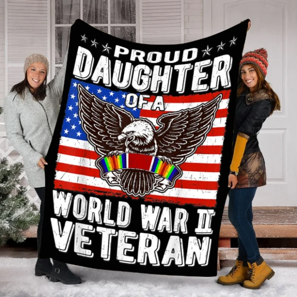 Proud Daughter Of A World War Ii Veteran Fleece Blanket Sherpa Blanket