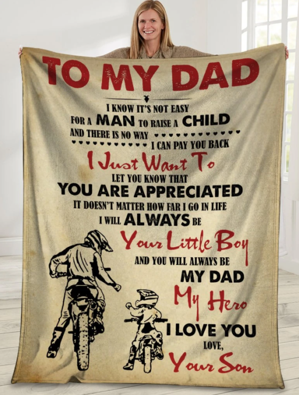 To My Dad I Know It'S Not Easy Dad And Son Motorbike Fleece Blanket Sherpa Blanket