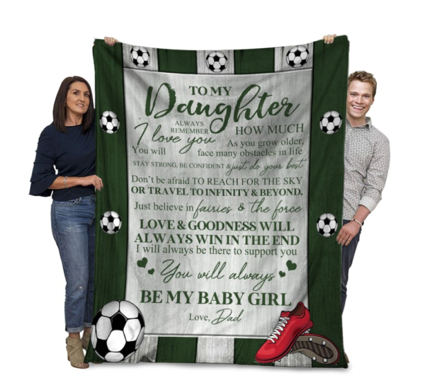 Soccer Dad To My Daughter Always Remember How Much I Love You Fleece Blanket Sherpa Blanket