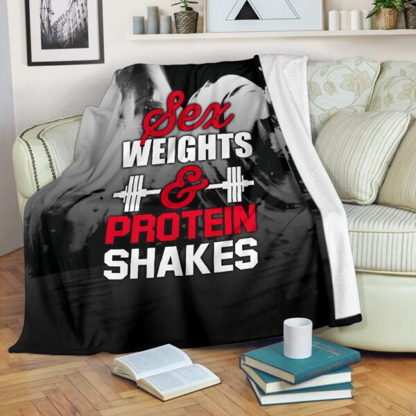 Sex Weights And Protein Shakes Fleece Blanket Sherpa Blanket