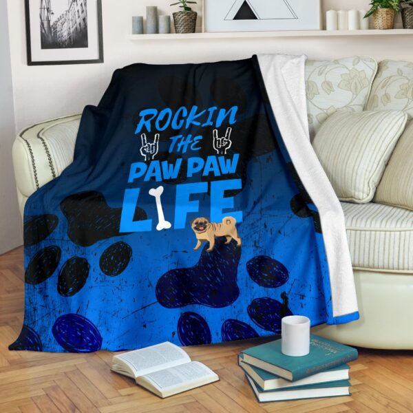 Rockin Paw Paw Life Pug Fleece Blanket Sherpa Blanket