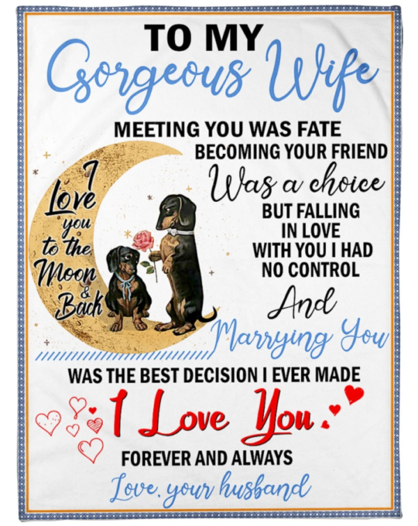 To My Gorgeous Wife Meeting You Was Fate Becoming Your Friend Was A Choice Love Pets Fleece Blanket Sherpa Blanket
