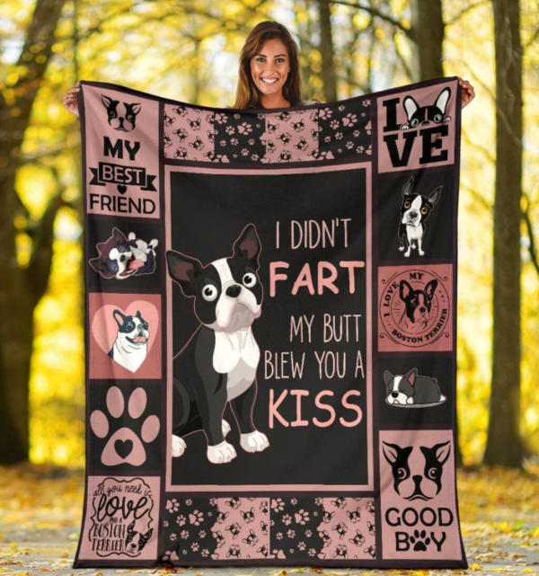 I Didn'T Fart My Butt Blew You A Kiss Boston Terrier Fleece Blanket Sherpa Blanket