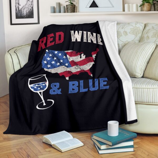 Red Wine And Blue Fleece Blanket Sherpa Blanket - Wine Bestseller