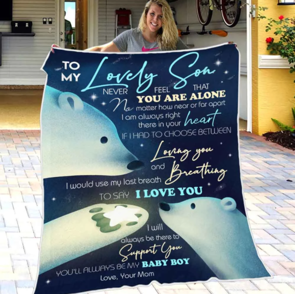 Mom To Son - I Will Always Be There Fleece Blanket Sherpa Blanket