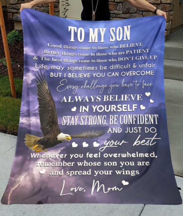 To My Son - Message Blanket Fleece Blanket Sherpa Blanket
