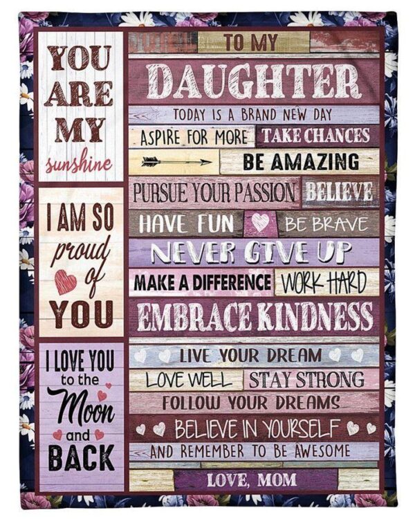 Mom Gift For Daughter On Birthday I Love You To The Moon And Back Fleece Fleece Blanket Sherpa Blanket