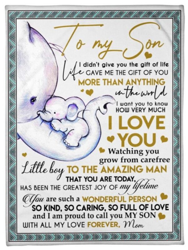 Elephant To My Son I Love You With All My Love Forever Mom Fleece Blanket Sherpa Blanket
