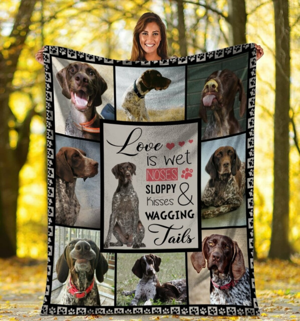Kisses German Shorthaired Pointer Dog Fleece Blanket Sherpa Blanket