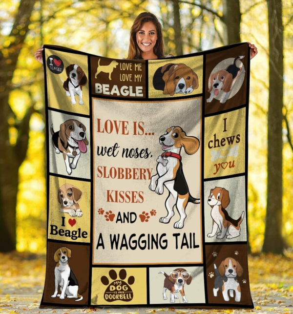 Kisses And Wagging Tail Beagle Dog Fleece Blanket Sherpa Blanket