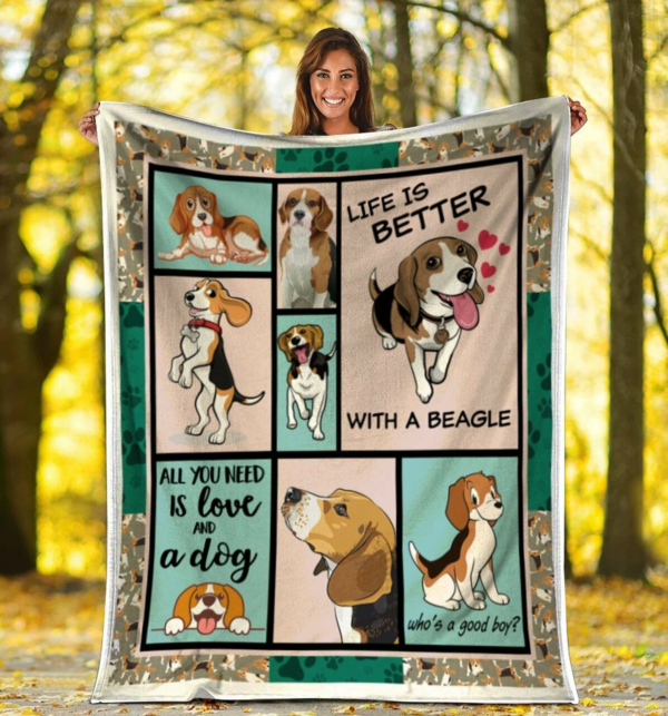 Life Is Better With A Beagle Dog For Beagle Lovers Fleece Blanket Sherpa Blanket