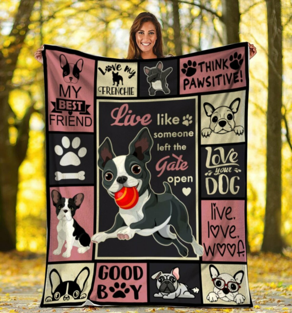 Left The Gate Open French Bulldog Dog Fleece Blanket Sherpa Blanket