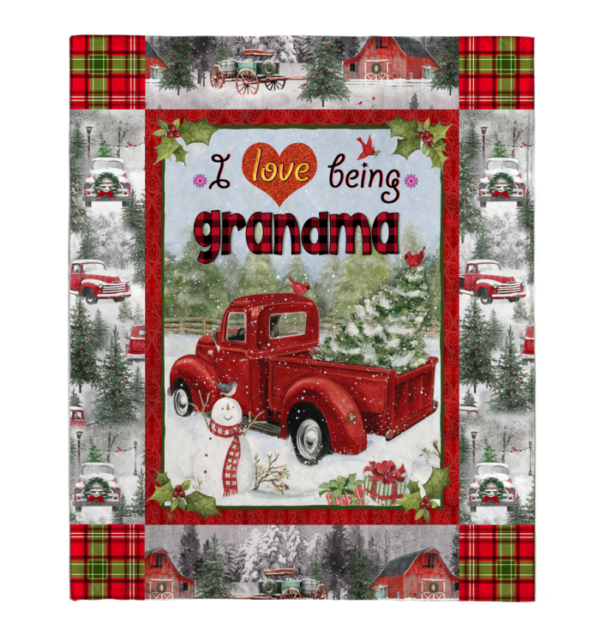 I Love Being Grandma Blanket Xmas Fleece Blanket Sherpa Blanket