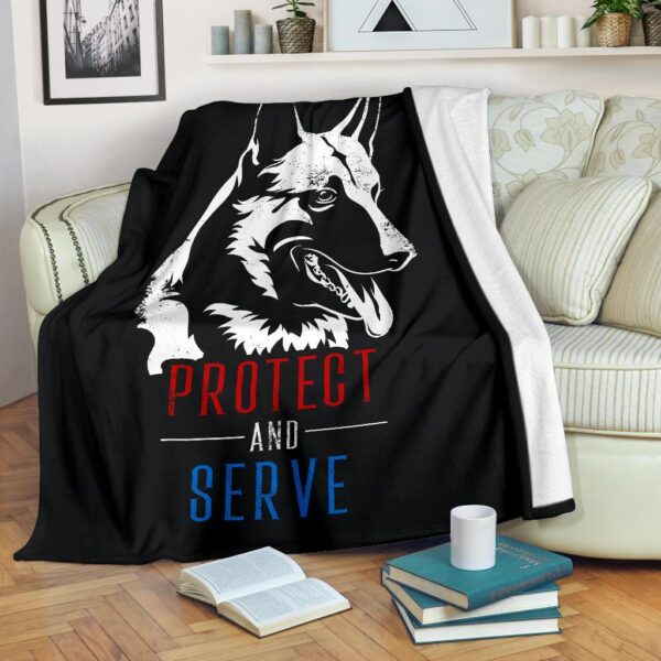 German Shepherd Protect And Serve - Fleece Blanket Sherpa Blanket