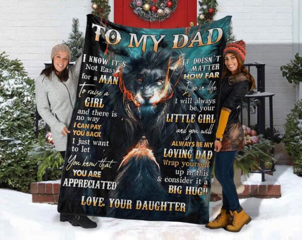 To My Dad Blanket Lion Blanket For Dad To My Dad Gifts Blanket For Dad Father's Day Blanket Daughter To Dad Blanket Father's Day Gifts Fleece Blanket Sherpa Blanket