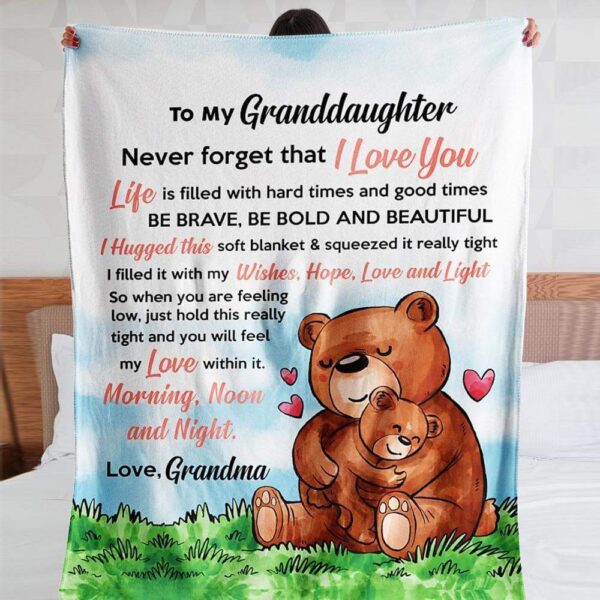 Granddaughter Blanket - Bear Hug Fleece Blanket Sherpa Blanket