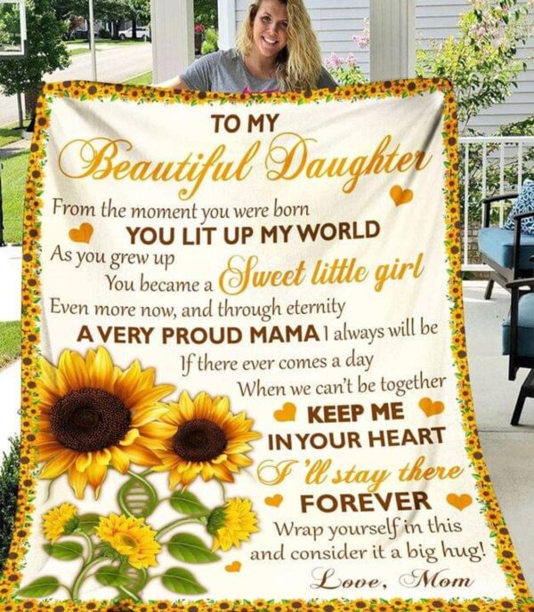 To My Beautiful Daughter Blanket You Are Powerful Brave And Beautiful You Know Gift For Daughter Fleece Blanket Sherpa Blanket