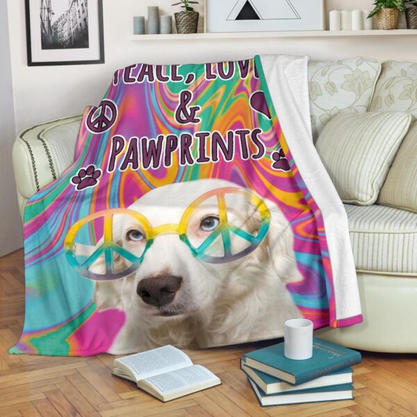 Peace Love And Pawprints Golden Lab Fleece Blanket Sherpa Blanket