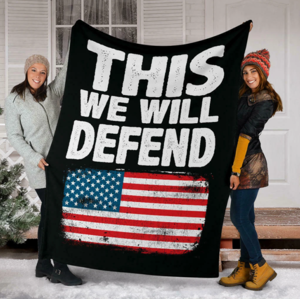 This We Will Defend American Flag Fleece Blanket Sherpa Blanket
