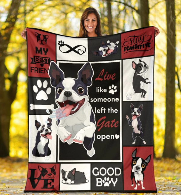 Live Like Someone Boston Terrier Fleece Blanket Sherpa Blanket