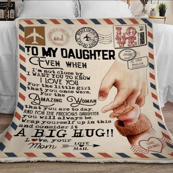 Love Letter To Daughter Big Hug From Mom Fleece Blanket Sherpa Blanket