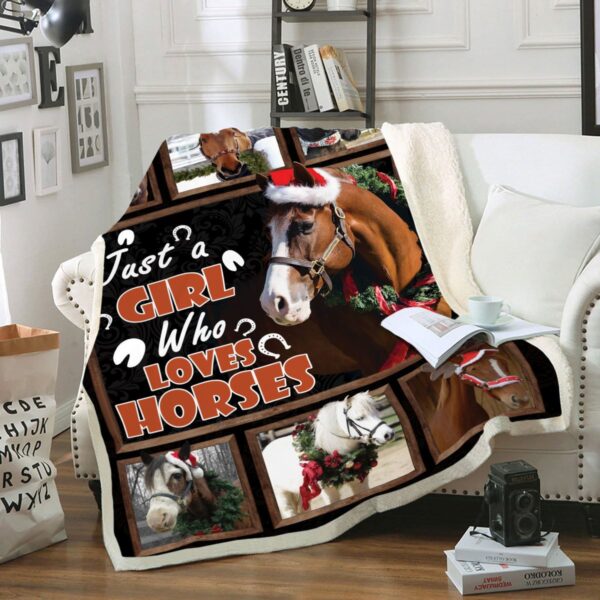 Horse Just A Girl 3D ALL OVER PRINTED  Fleece Blanket Sherpa Blanket